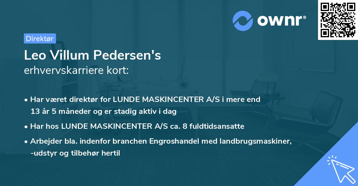 Leo Villum Pedersen's erhvervskarriere kort