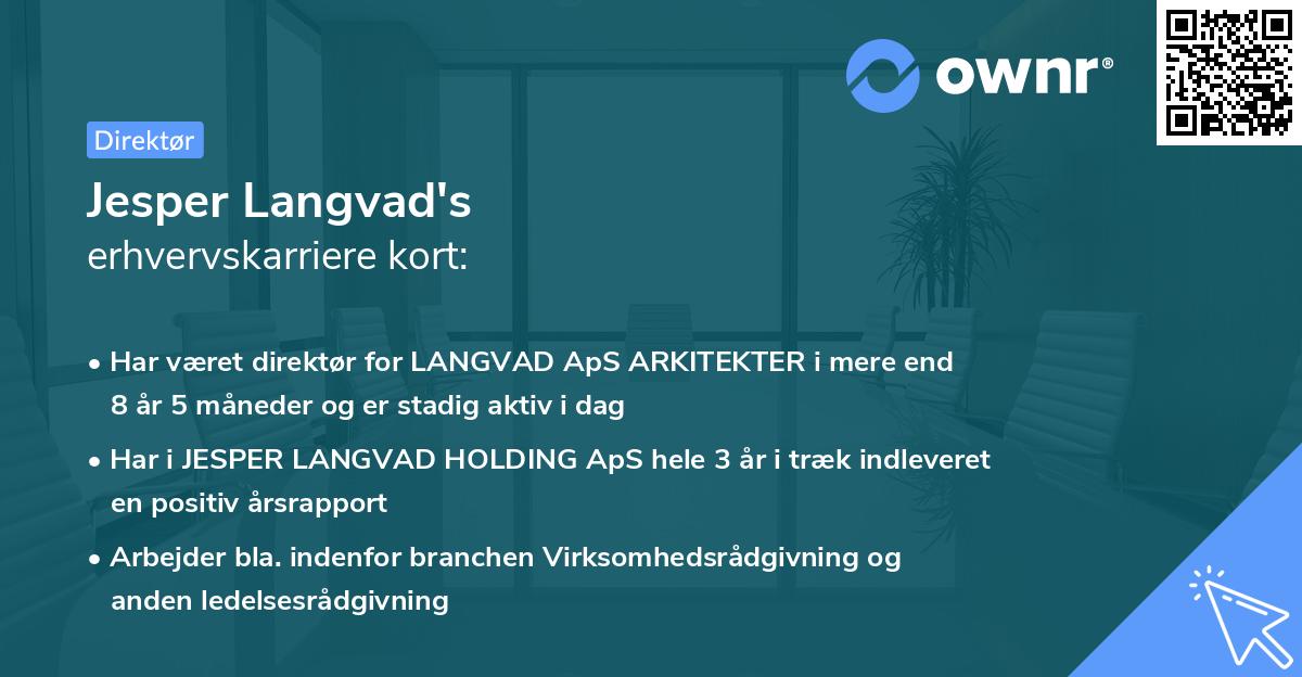 Jesper Langvad's erhvervskarriere kort