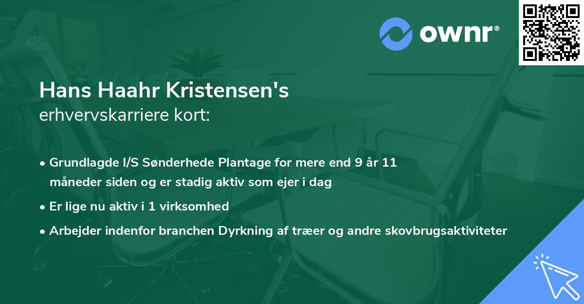 Hans Haahr Kristensen's erhvervskarriere kort