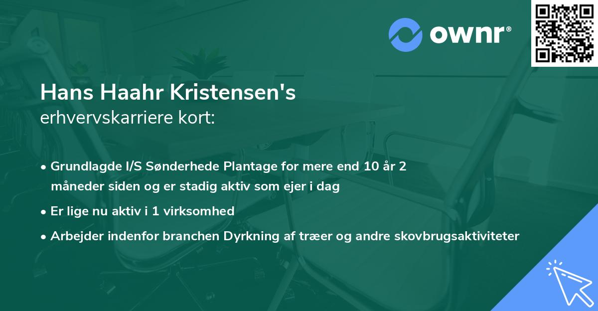 Hans Haahr Kristensen's erhvervskarriere kort