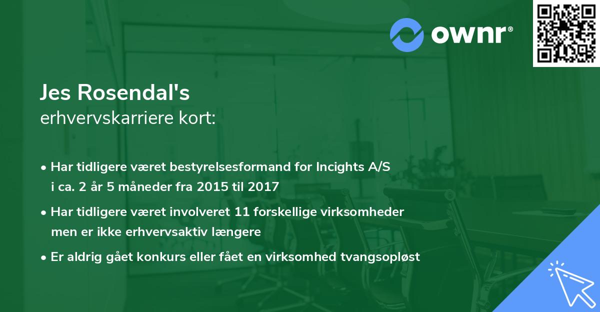 Jes Rosendal's erhvervskarriere kort