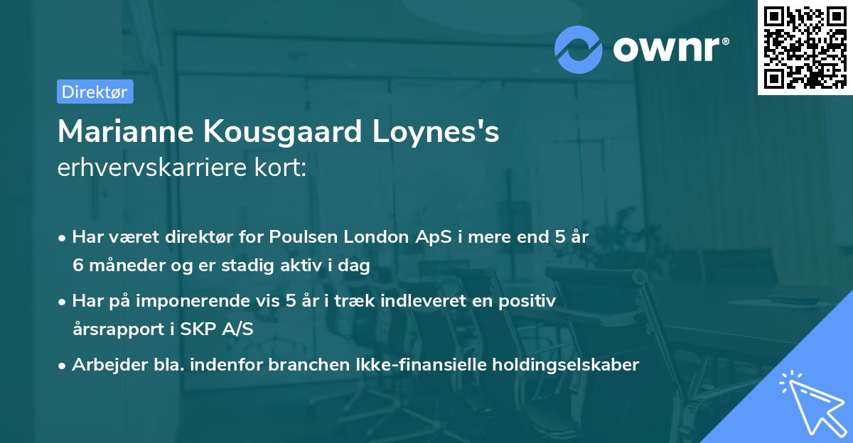Marianne Kousgaard Loynes's erhvervskarriere kort