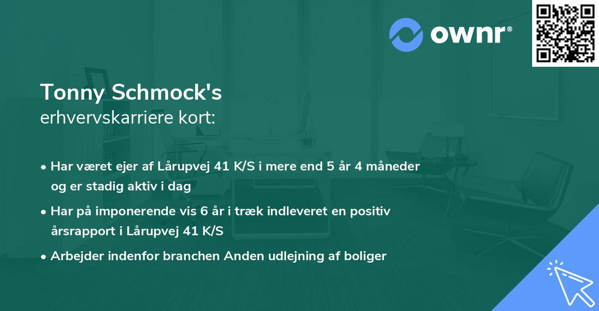 Tonny Schmock's erhvervskarriere kort