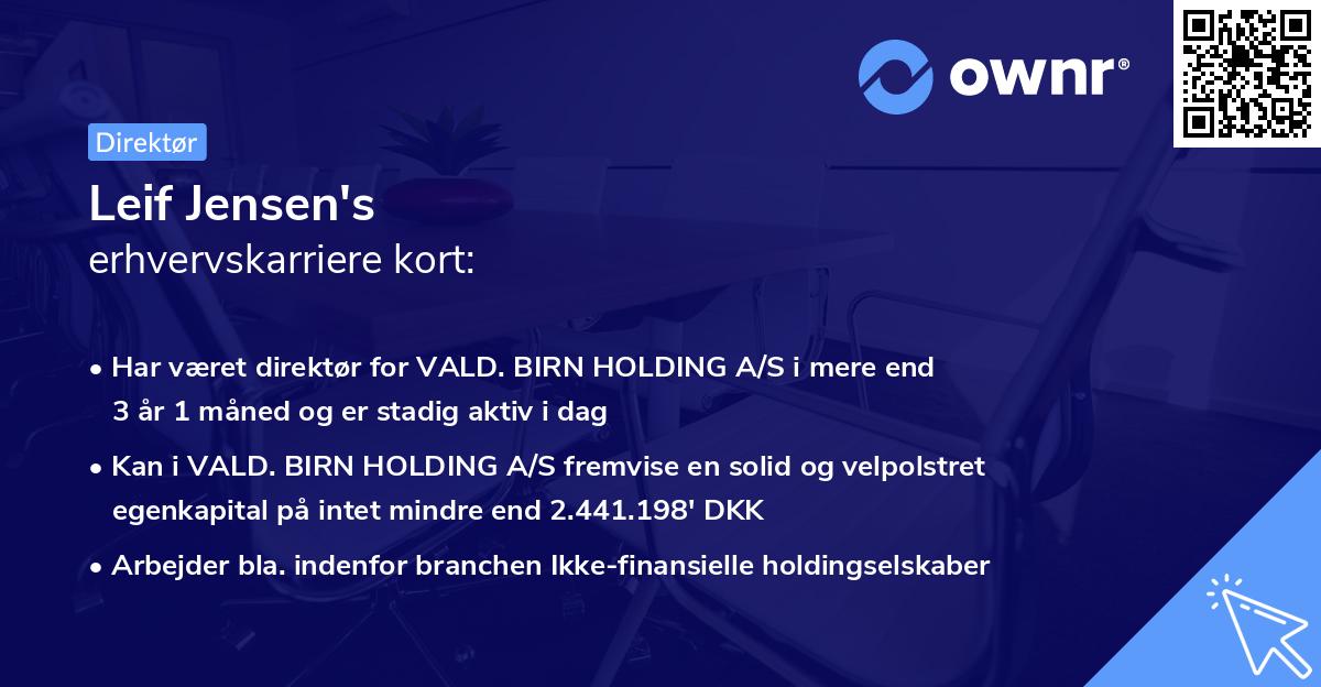 Leif Jensen's erhvervskarriere kort