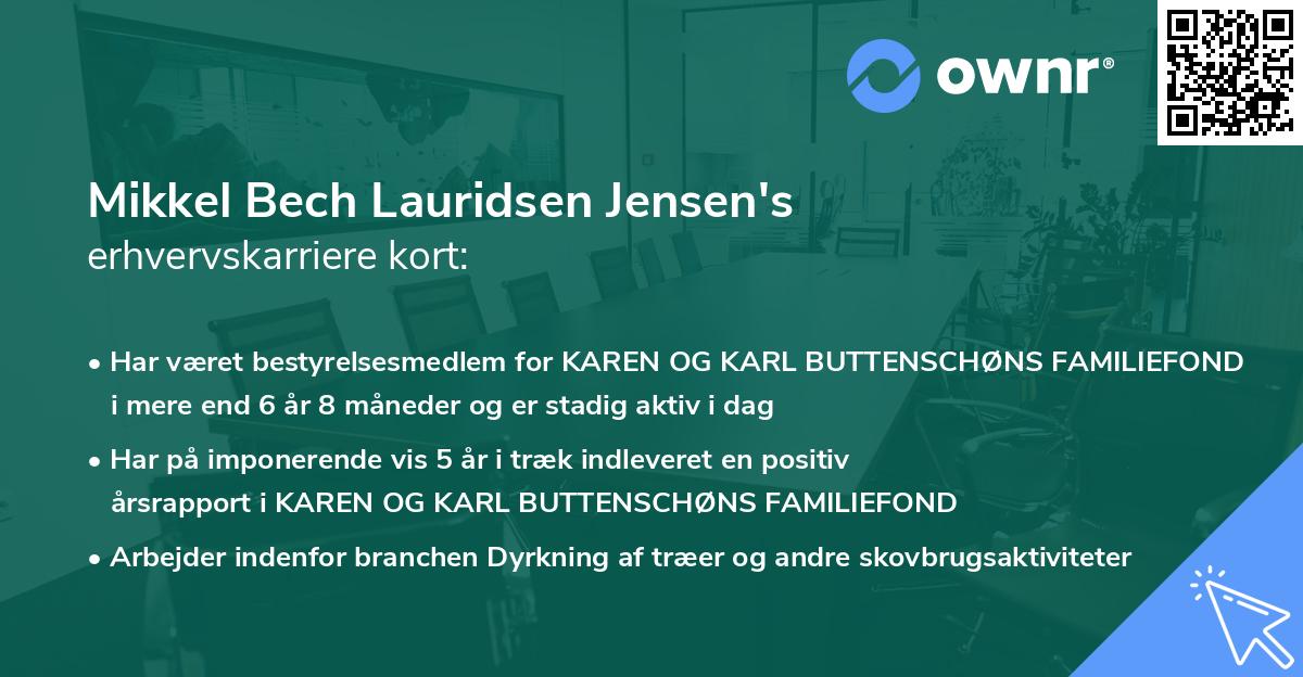 Mikkel Bech Lauridsen Jensen's erhvervskarriere kort