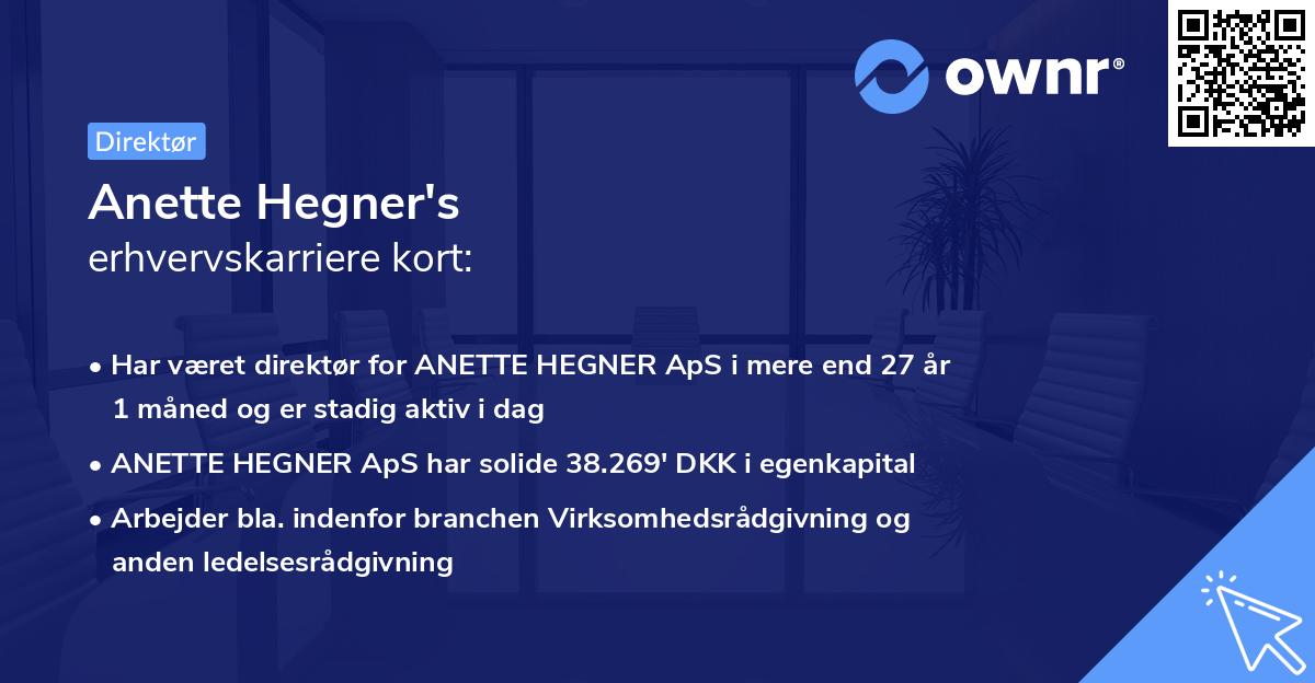 Anette Hegner's erhvervskarriere kort