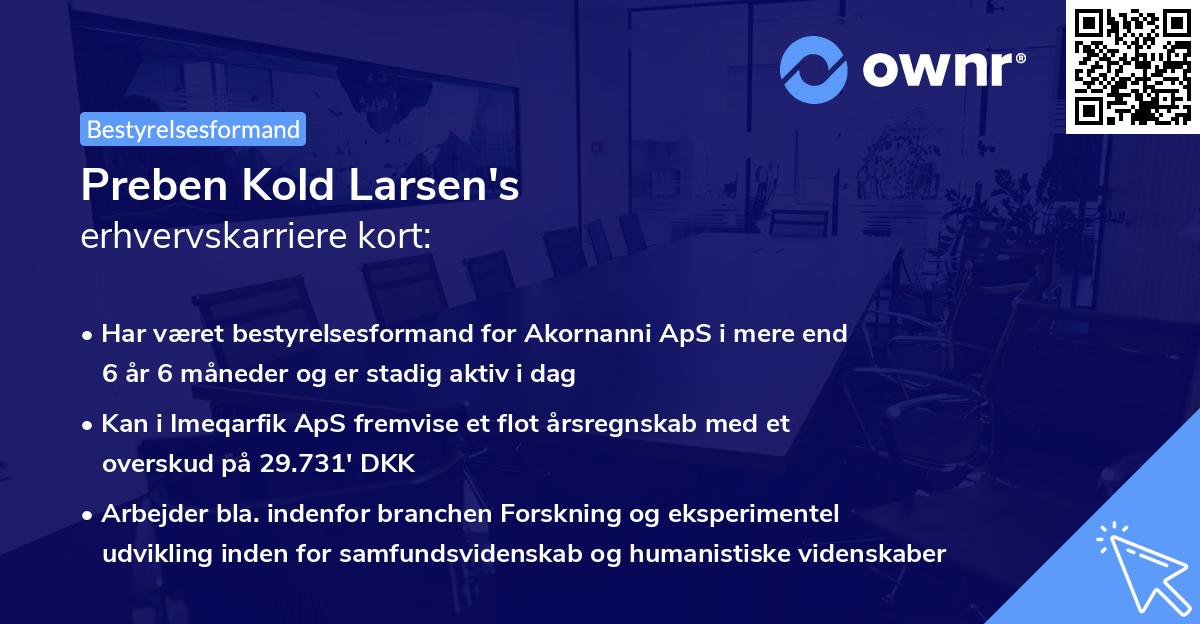 Preben Kold Larsen's erhvervskarriere kort