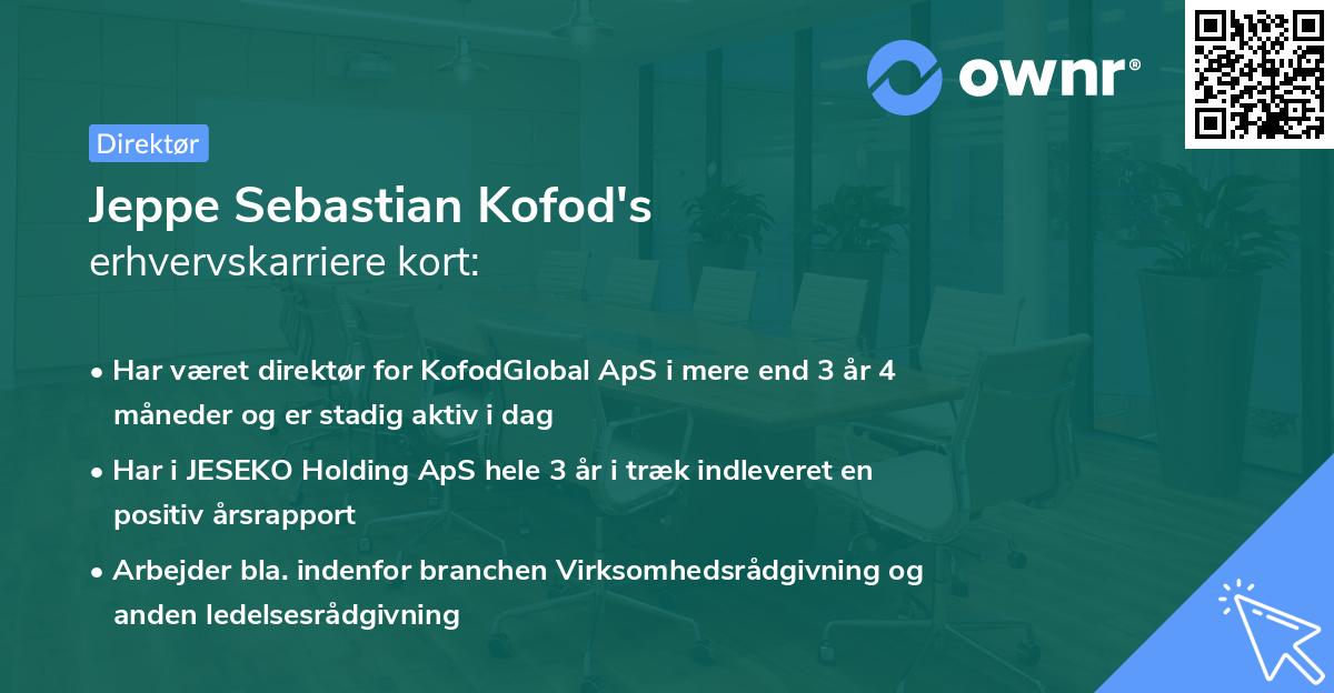 Jeppe Sebastian Kofod's erhvervskarriere kort