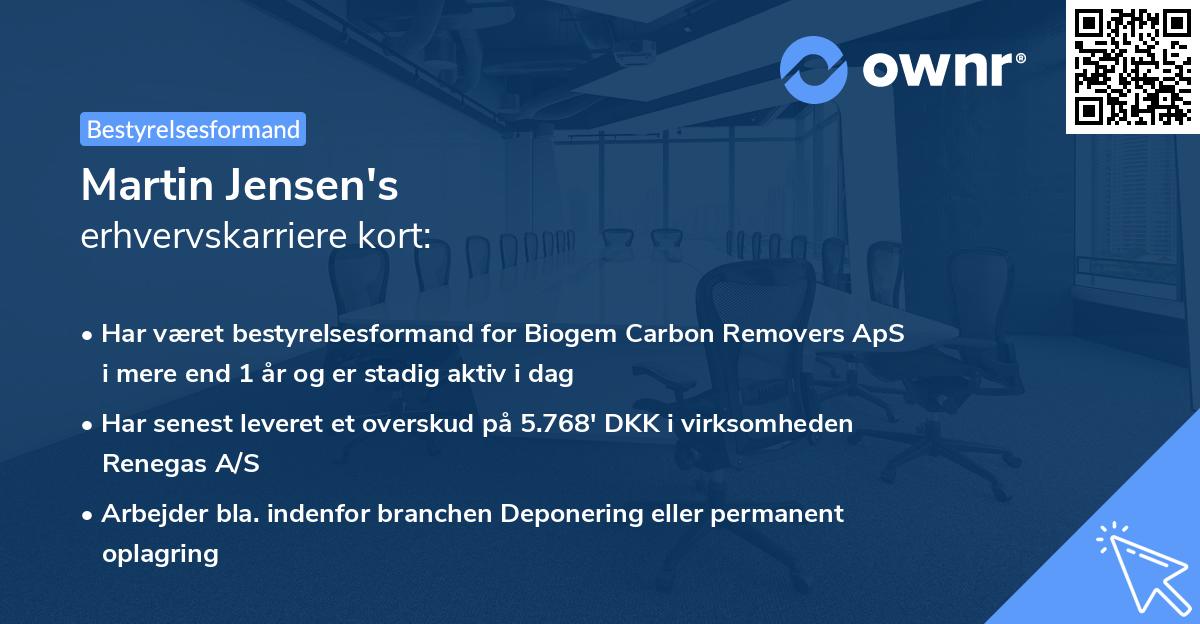 Martin Jensen's erhvervskarriere kort