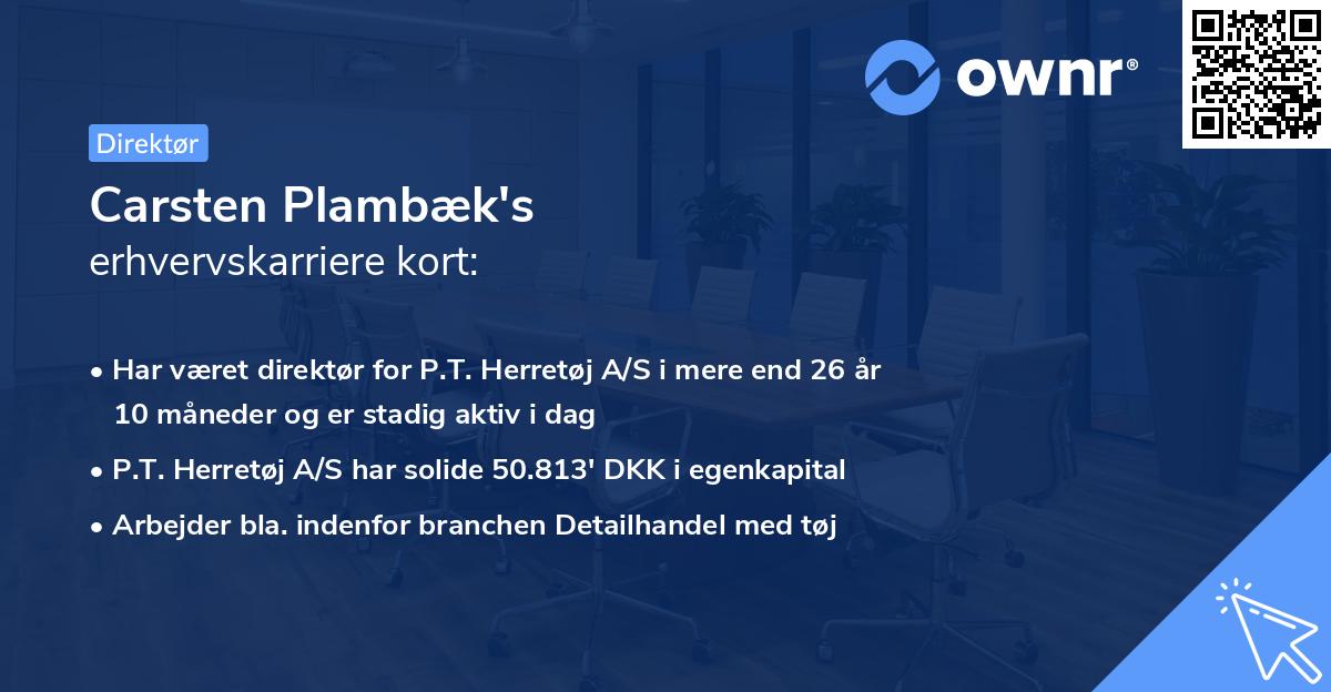 Carsten Plambæk's erhvervskarriere kort
