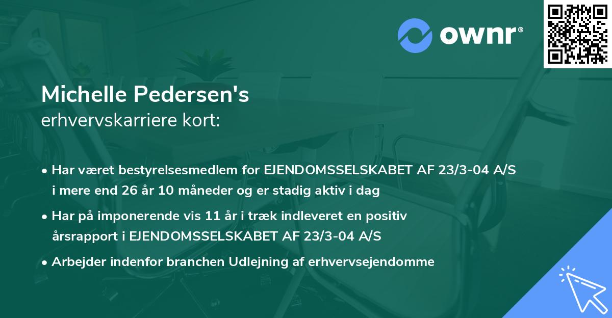 Michelle Pedersen's erhvervskarriere kort