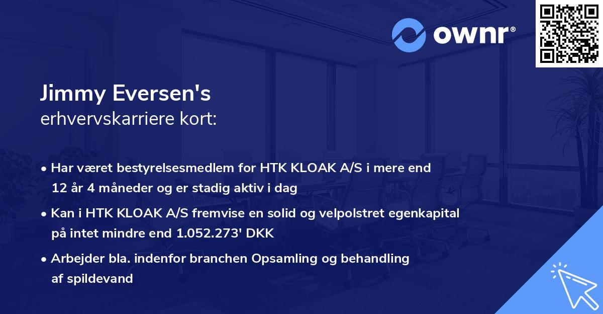 Jimmy Eversen's erhvervskarriere kort