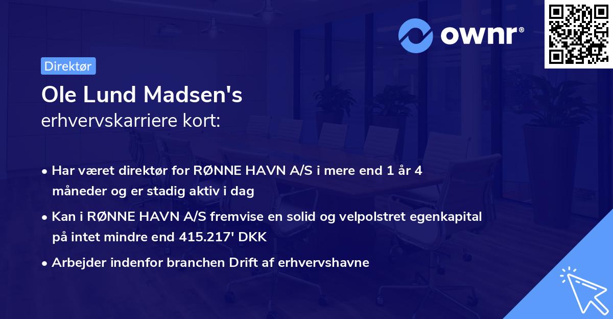 Ole Lund Madsen's erhvervskarriere kort