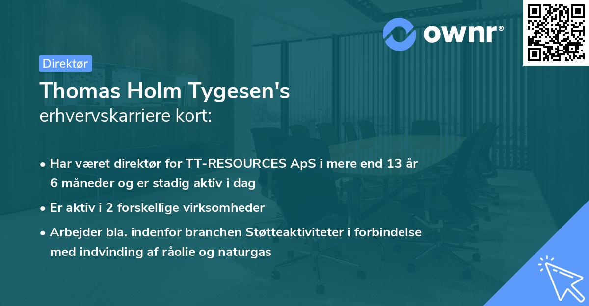 Thomas Holm Tygesen's erhvervskarriere kort
