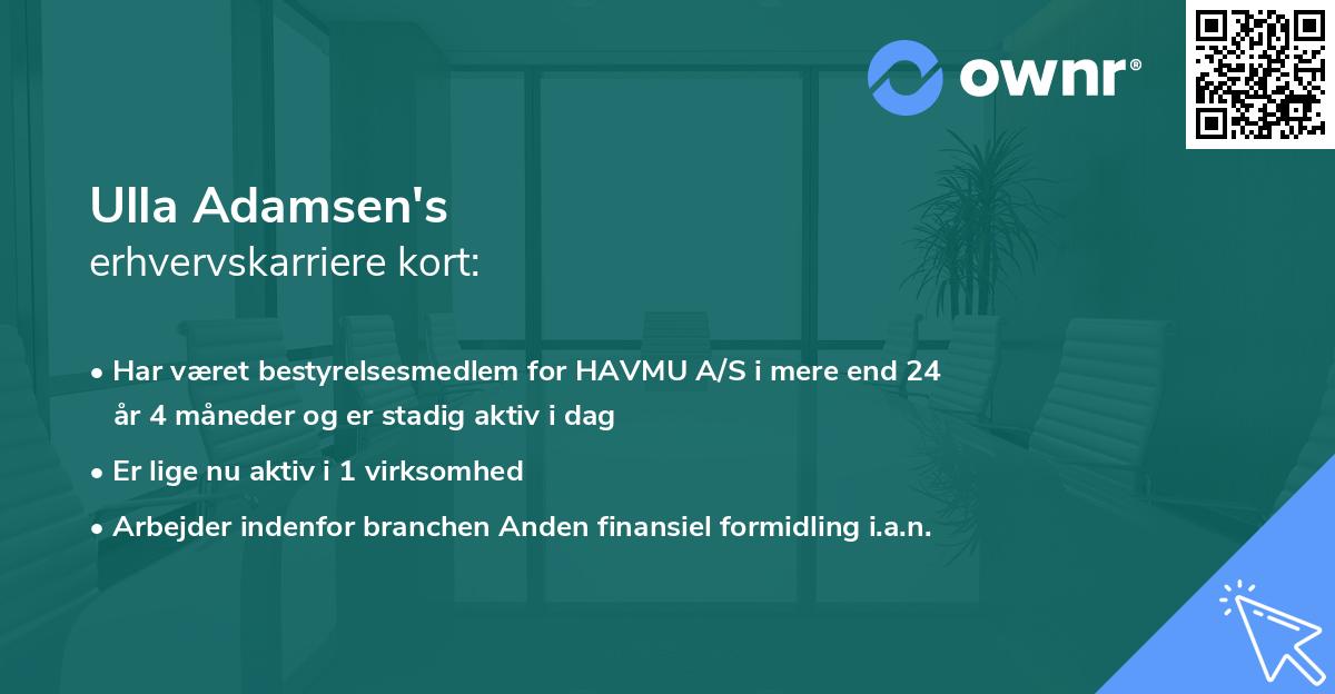 Ulla Adamsen's erhvervskarriere kort
