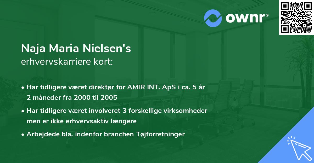 Naja Maria Nielsen's erhvervskarriere kort