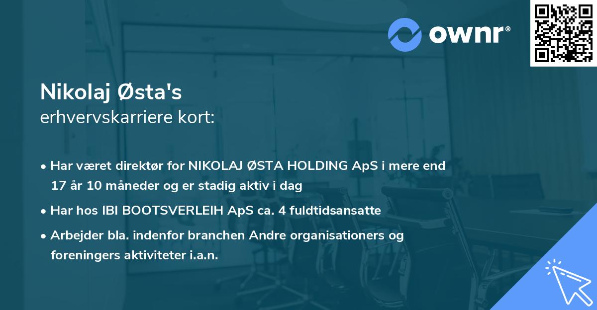Nikolaj Østa's erhvervskarriere kort