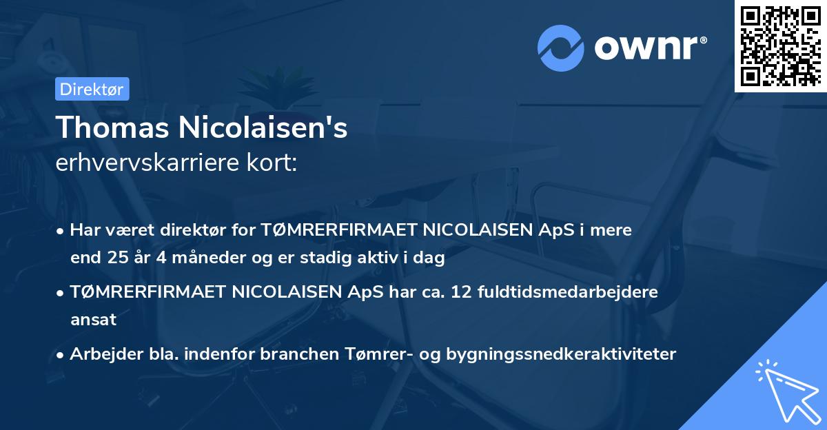 Thomas Nicolaisen's erhvervskarriere kort
