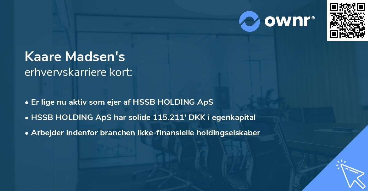 Kaare Madsen's erhvervskarriere kort