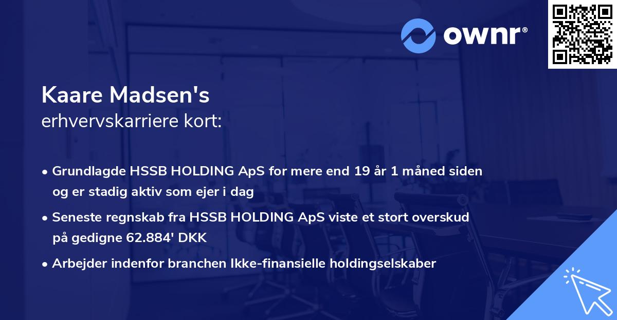 Kaare Madsen's erhvervskarriere kort