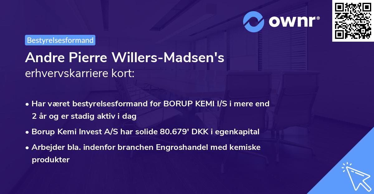 Andre Pierre Willers-Madsen's erhvervskarriere kort