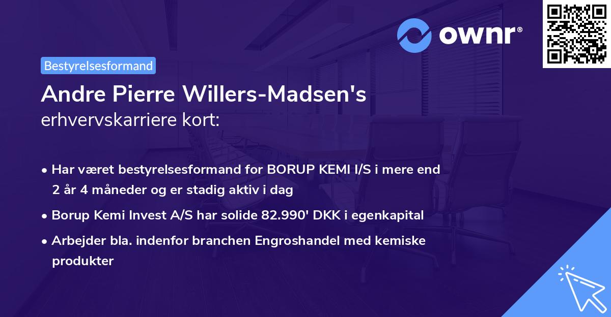 Andre Pierre Willers-Madsen's erhvervskarriere kort
