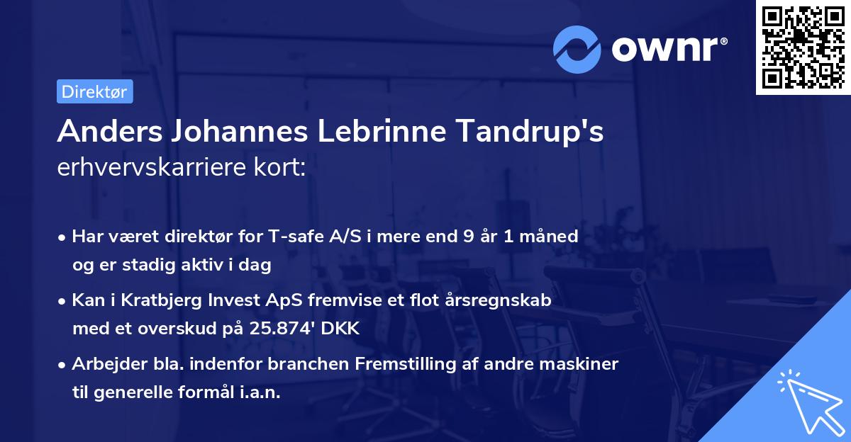 Anders Johannes Lebrinne Tandrup's erhvervskarriere kort