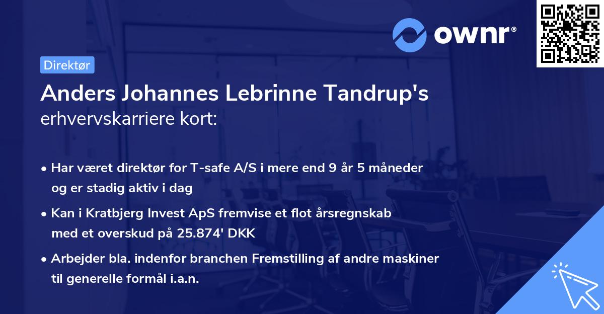 Anders Johannes Lebrinne Tandrup's erhvervskarriere kort