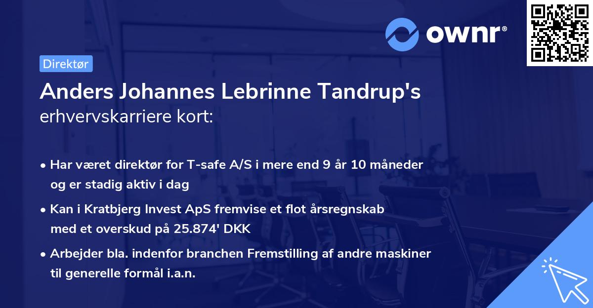 Anders Johannes Lebrinne Tandrup's erhvervskarriere kort