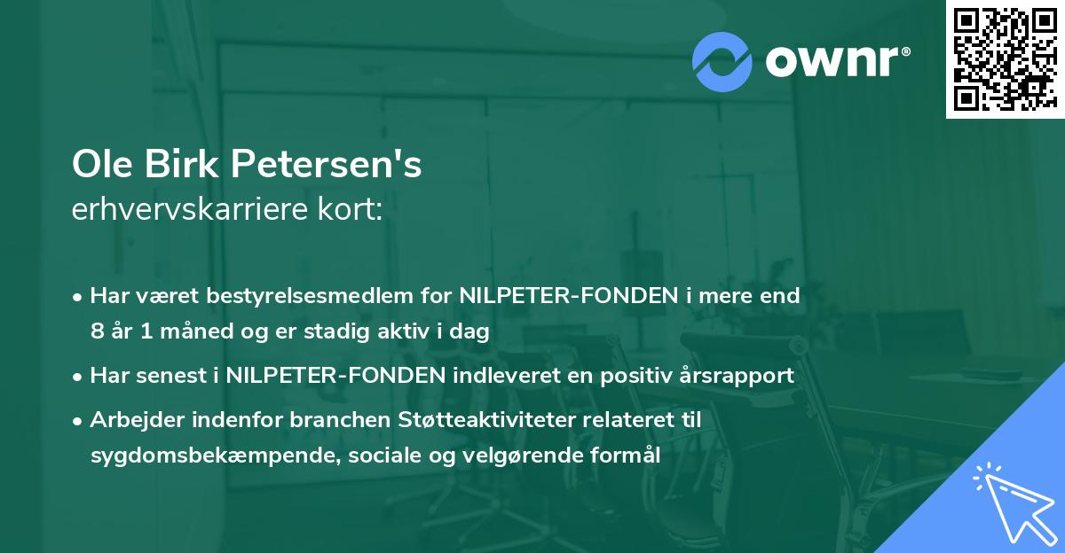 Ole Birk Petersen's erhvervskarriere kort