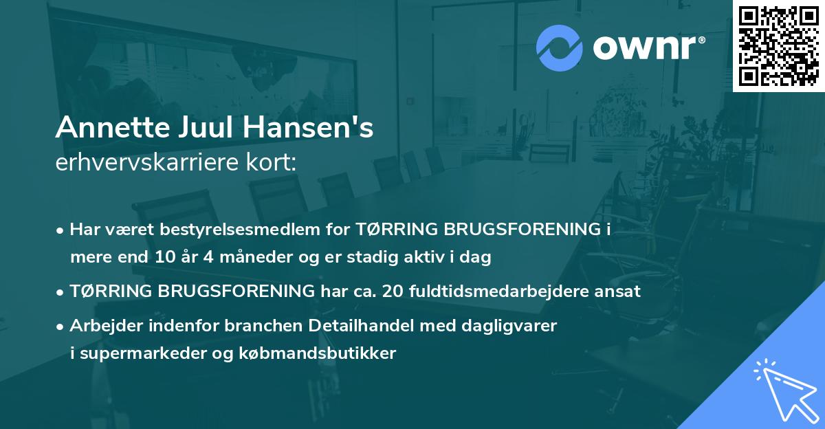 Annette Juul Hansen's erhvervskarriere kort
