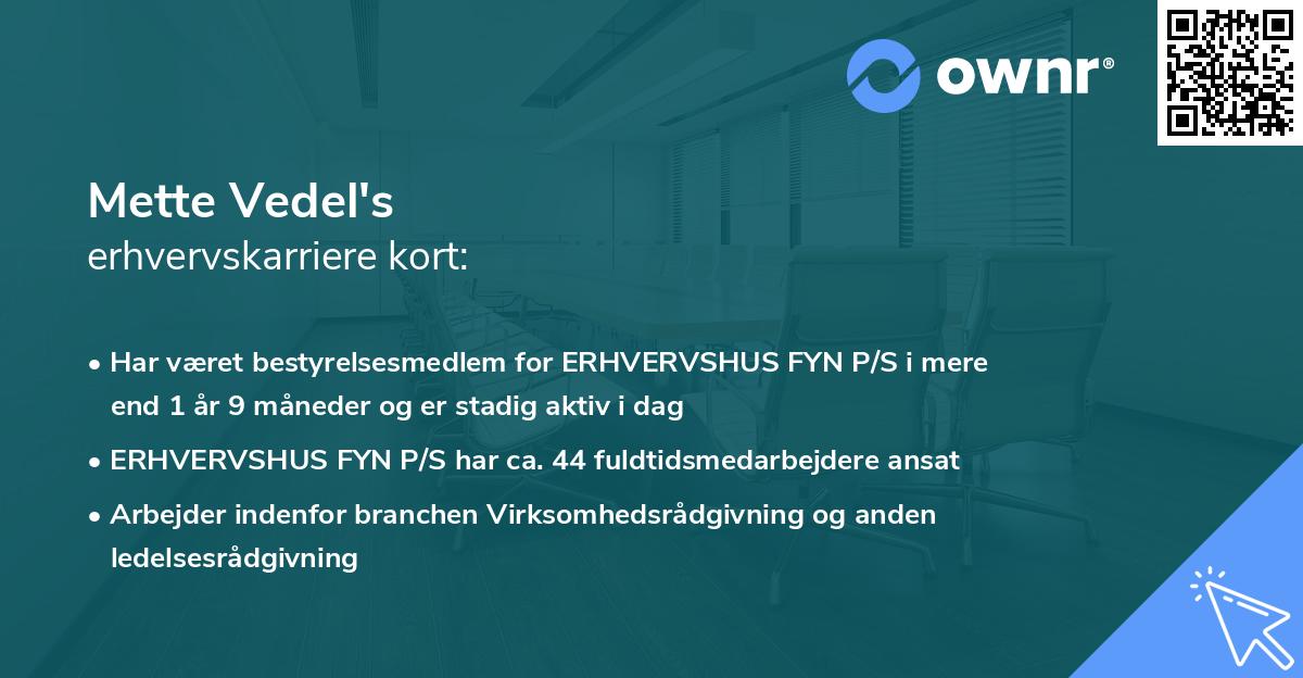 Mette Vedel's erhvervskarriere kort