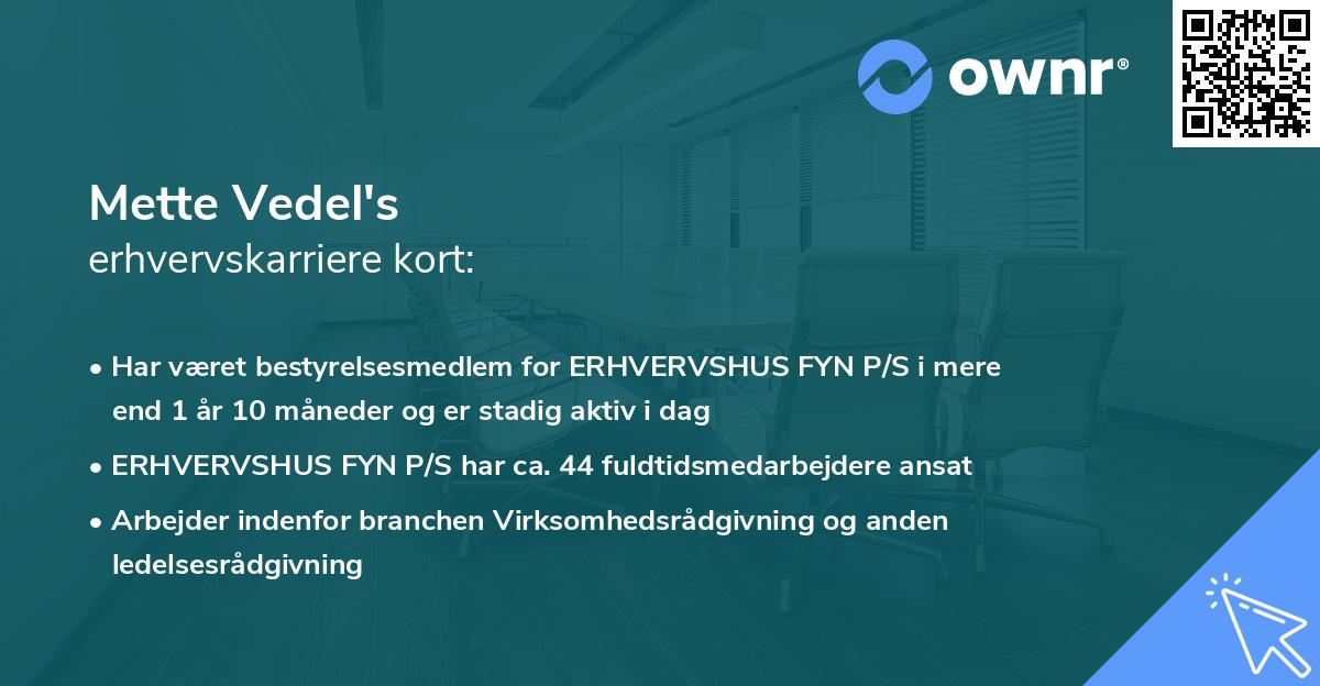 Mette Vedel's erhvervskarriere kort