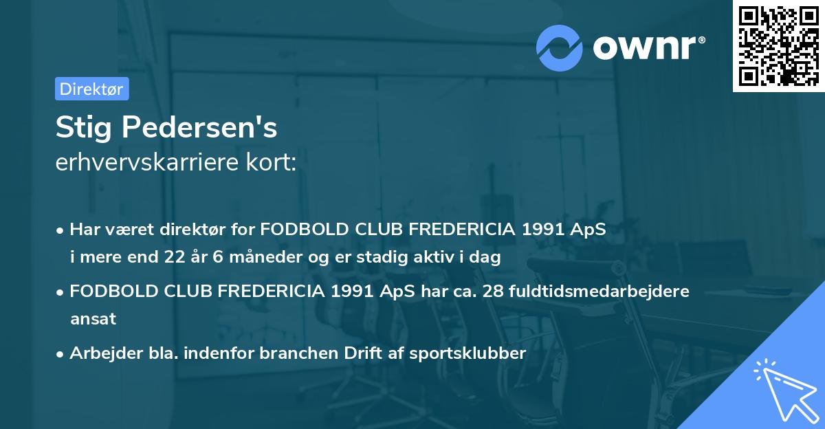 Stig Pedersen's erhvervskarriere kort