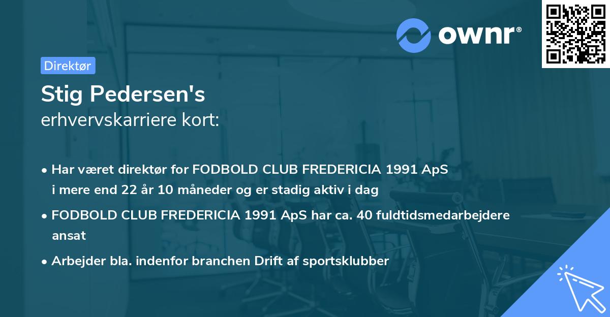 Stig Pedersen's erhvervskarriere kort