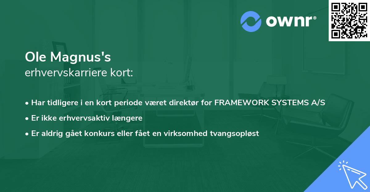 Ole Magnus's erhvervskarriere kort