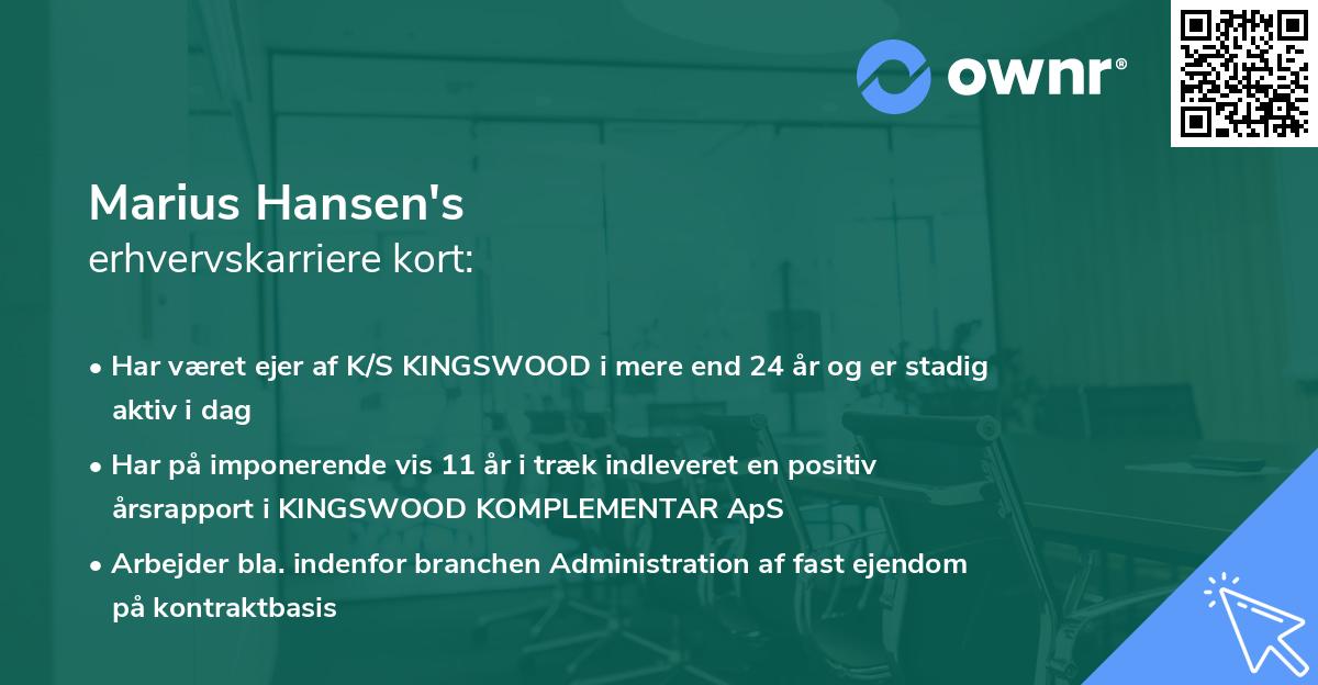 Marius Hansen's erhvervskarriere kort