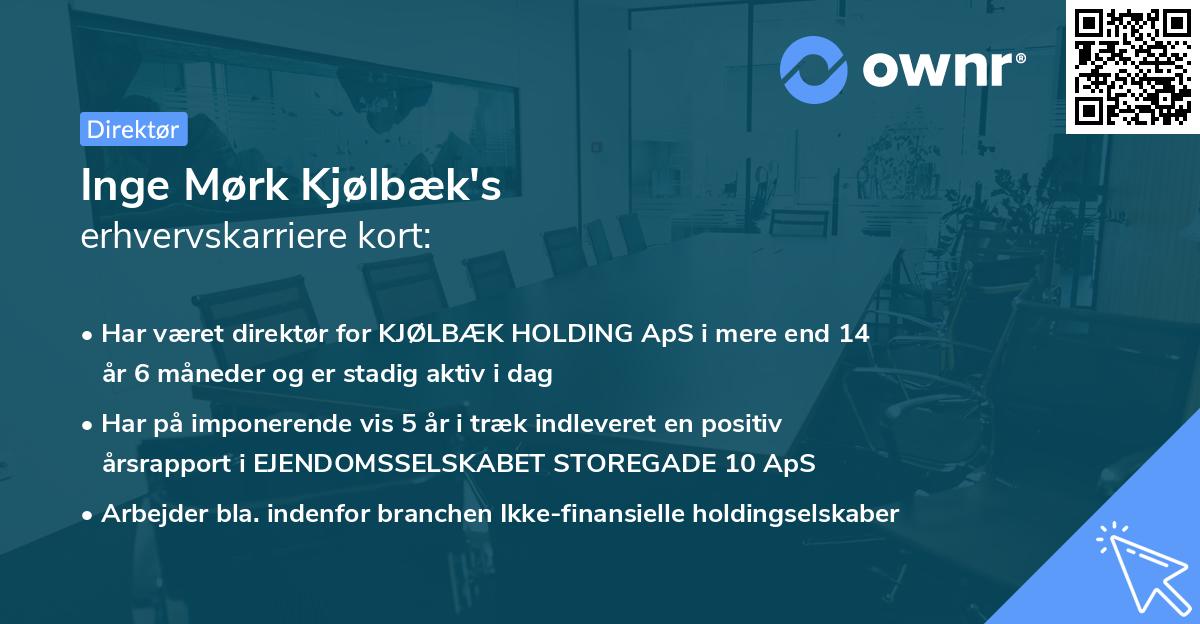 Inge Mørk Kjølbæk's erhvervskarriere kort