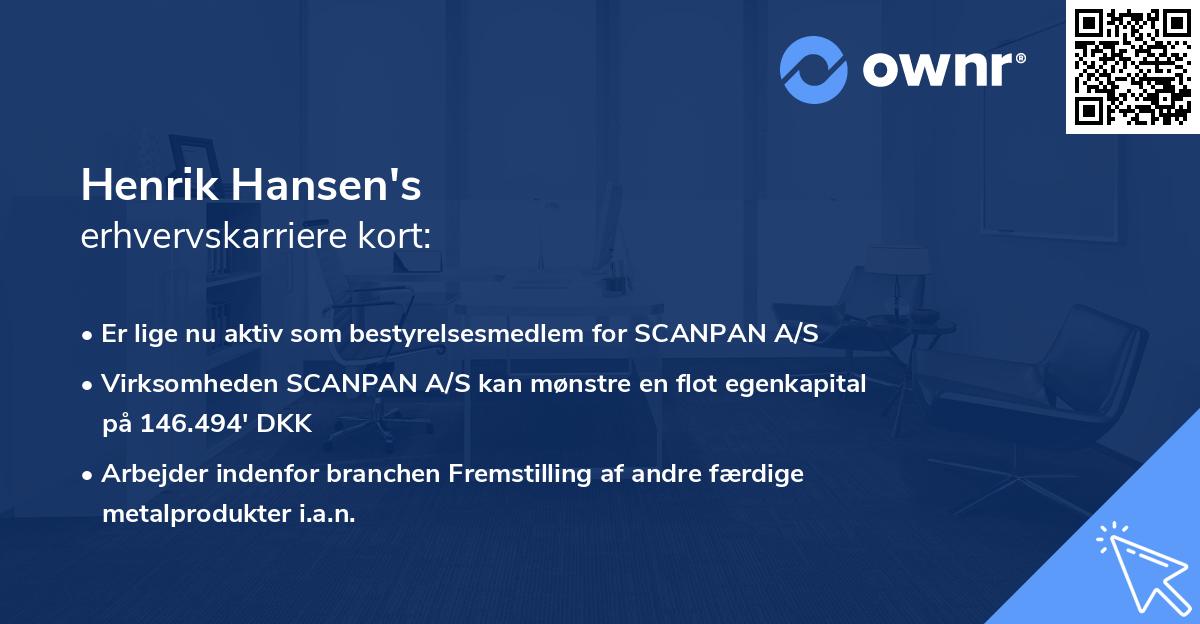 Henrik Hansen's erhvervskarriere kort
