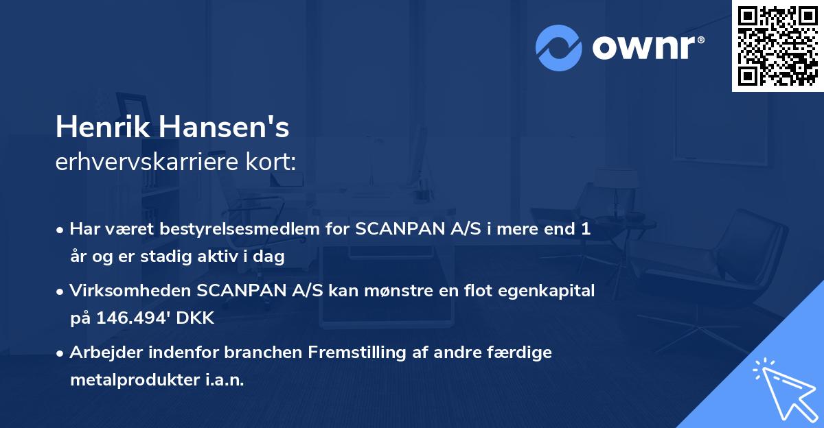 Henrik Hansen's erhvervskarriere kort