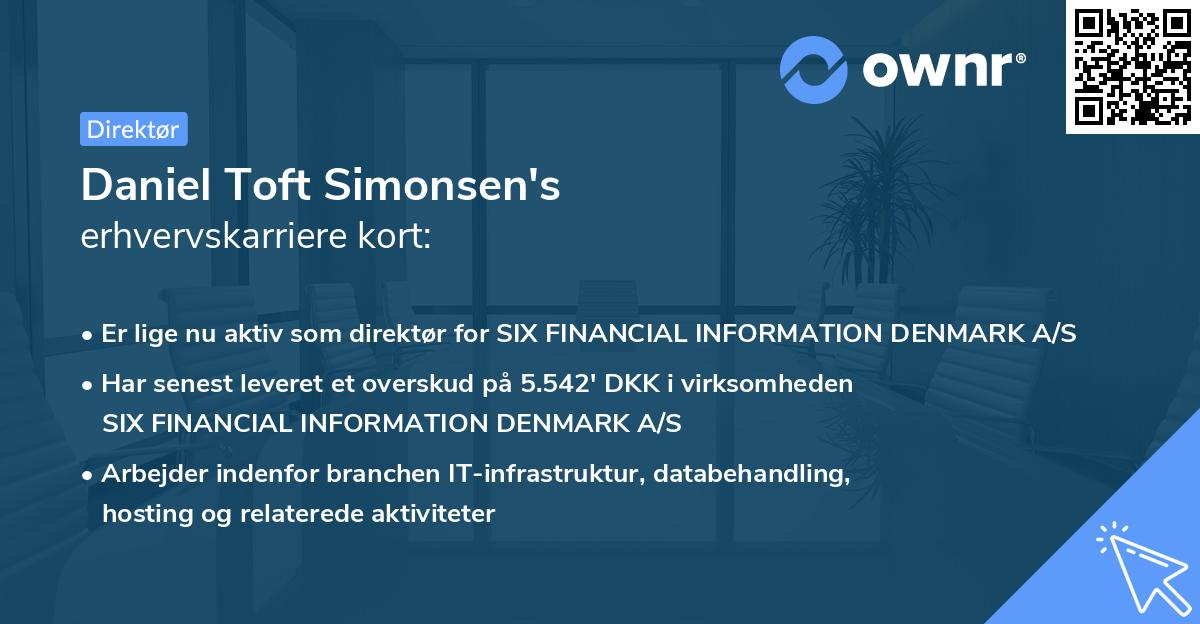 Daniel Toft Simonsen's erhvervskarriere kort