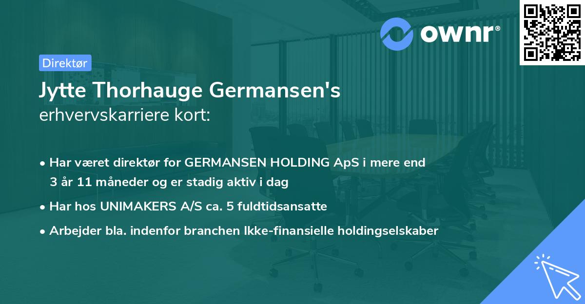 Jytte Thorhauge Germansen's erhvervskarriere kort