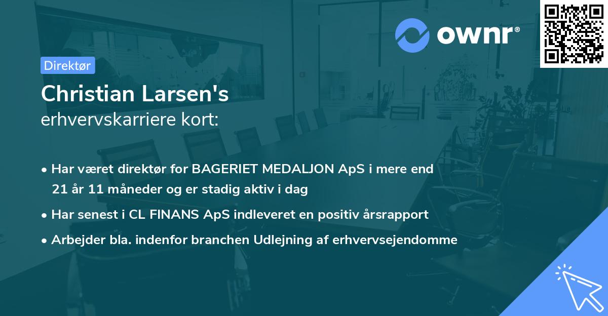 Christian Larsen's erhvervskarriere kort