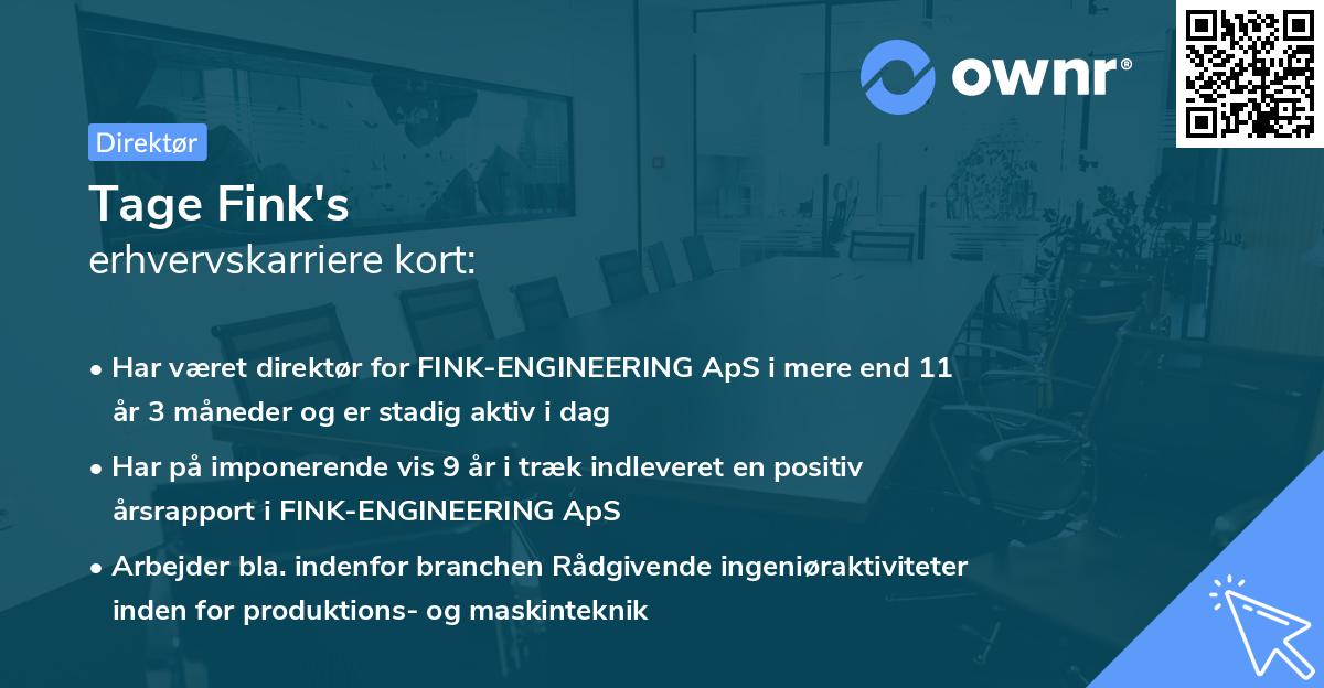 Tage Fink's erhvervskarriere kort