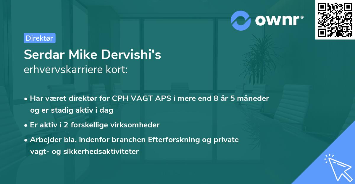 Serdar Mike Dervishi's erhvervskarriere kort