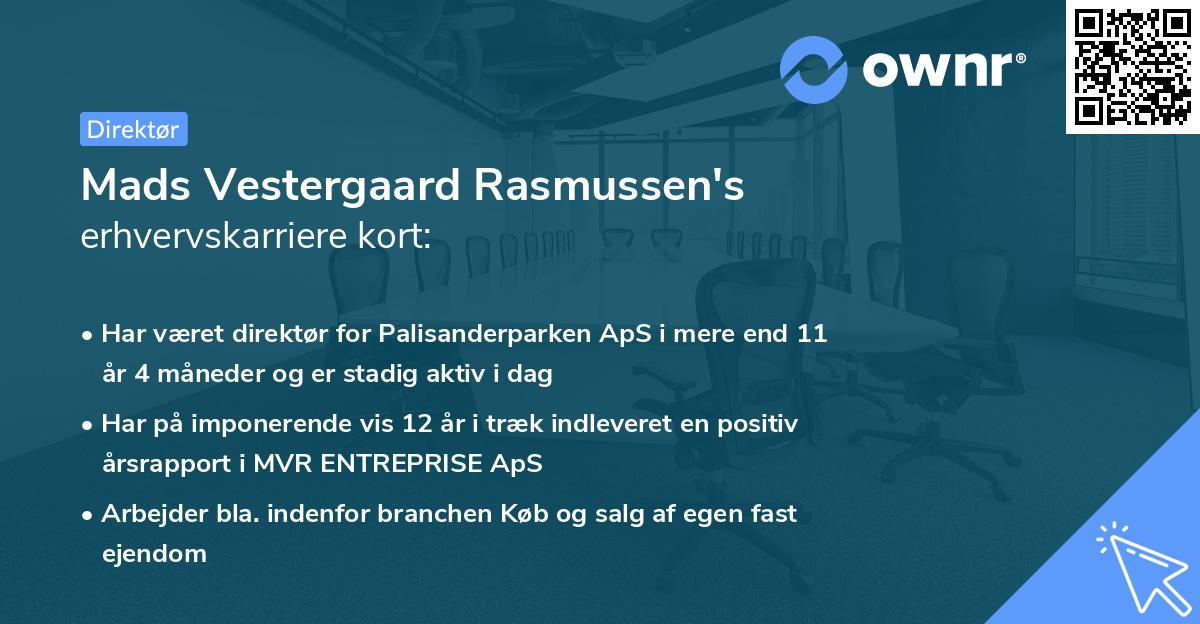 Mads Vestergaard Rasmussen's erhvervskarriere kort