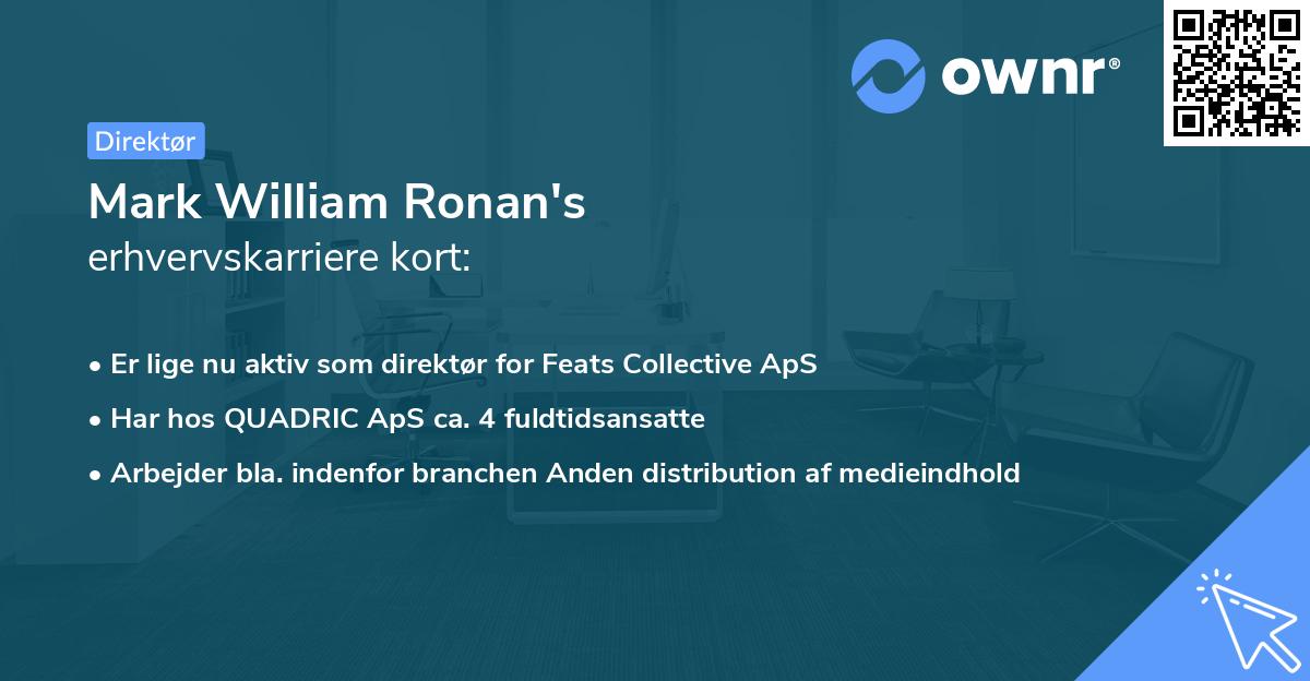 Mark William Ronan's erhvervskarriere kort