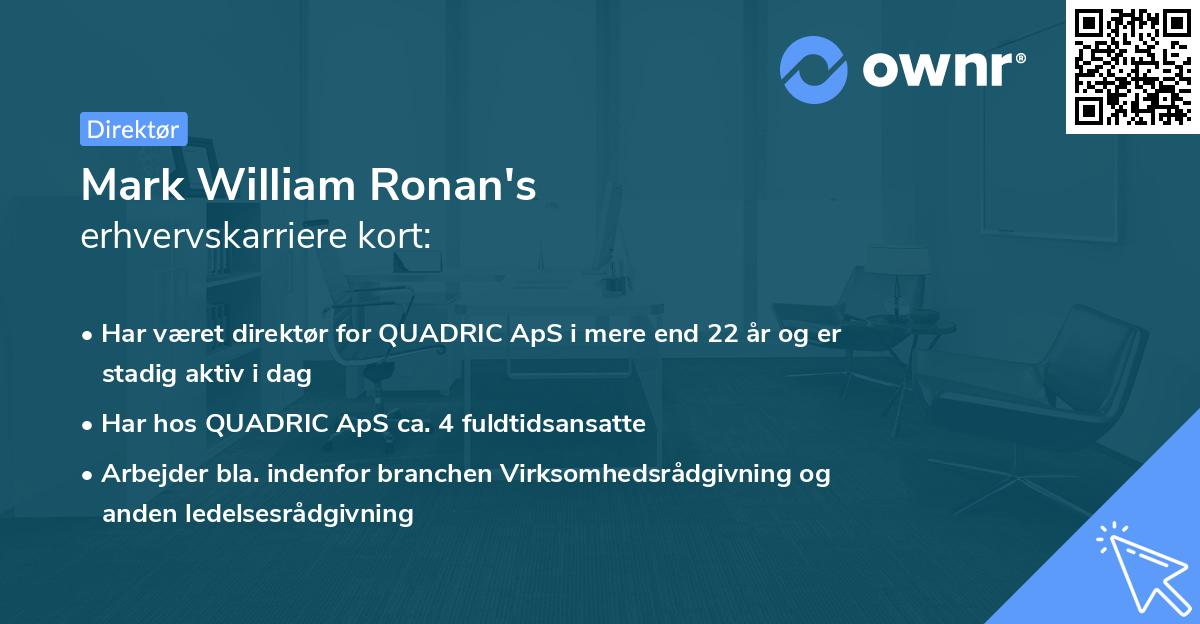 Mark William Ronan's erhvervskarriere kort