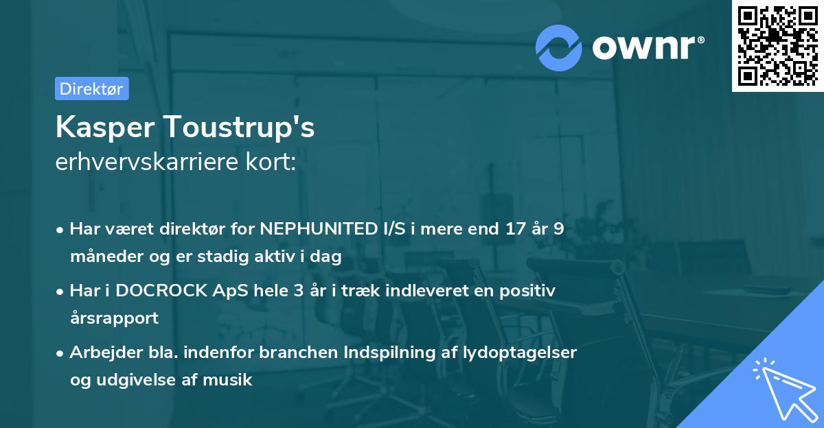 Kasper Toustrup's erhvervskarriere kort