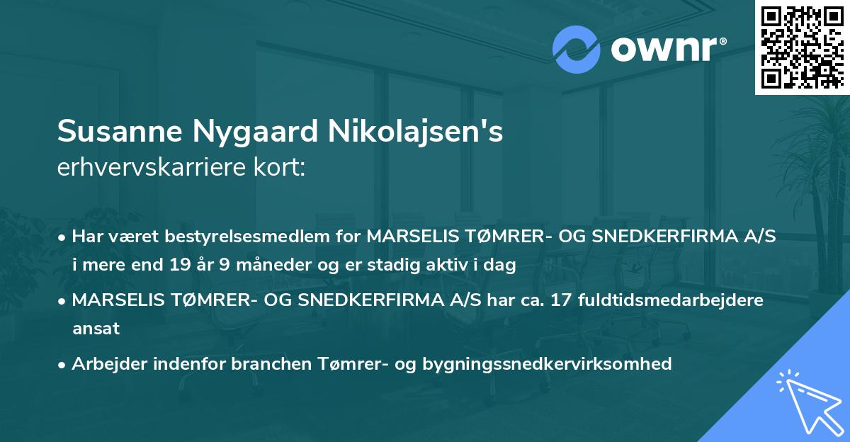 Susanne Nygaard Nikolajsen's erhvervskarriere kort